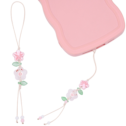 1 Chaînes de dragonne pour téléphone en céramique à motif floral, courroies mobiles