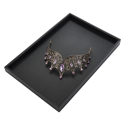 Прямоугольный плоский поднос для ювелирных изделий из искусственной кожи, покрытый деревом, Штабелируемый органайзер для ящика для драгоценностей, пустой лоток, для сережек, Кольца, , хранение часов