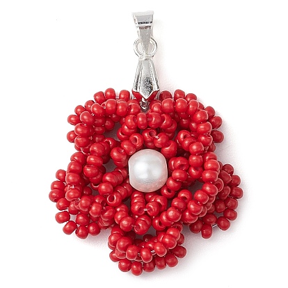 Бисер бисерные подвески, со стеклянными бусинами-жемчужинами и латунными держателями для колки льда, вырос подвески