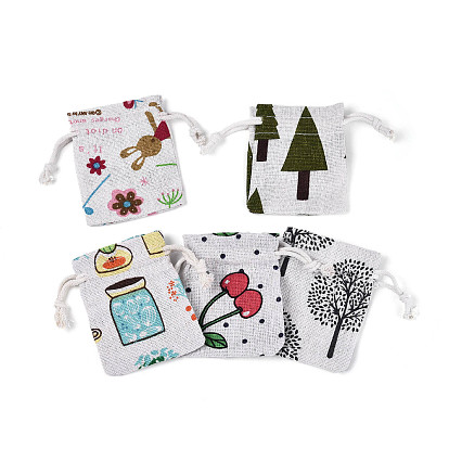 Мешковины упаковочные пакеты, шнурок сумки, прямоугольник со смешанными узорами