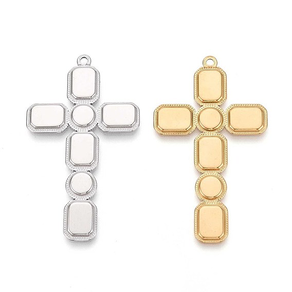 304 большие подвески-кресты из нержавеющей стали, ионное покрытие (ip)