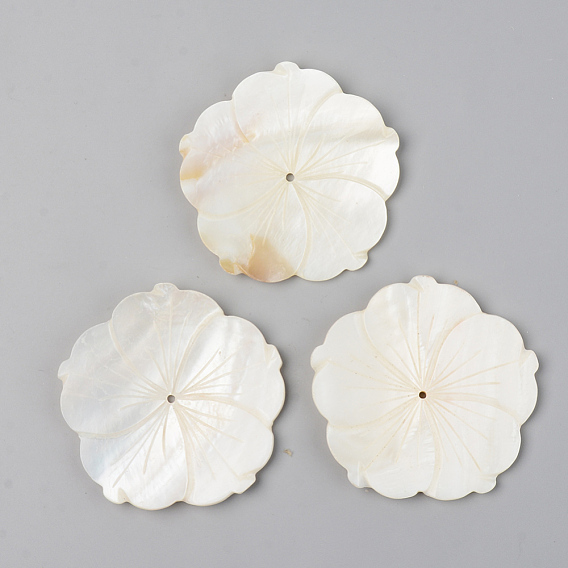 Perles de coquillages naturels d'eau douce, fleur