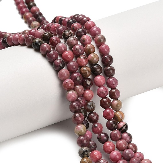 Природные родонит бисер нитей, круглые, класс b