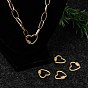 Brass Micro Pave Cubic Zirconia Screw Carabiner Lock Charms, for Necklaces Making, Long-Lasting Plated, Matte Style, Heart, Clear