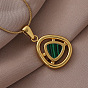 316 Женские ожерелья с подвесками в виде треугольников из хирургической нержавеющей стали с окрашенными синтетическими ракушками, зелёные