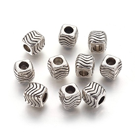 Tibetan Style Alloy European Beads, Large Hole Beads, Lead Free and Cadmium Free, Cube