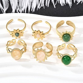 304 из нержавеющей стали Манжета кольца для женщин, cmолой, реальный 18 k позолоченный