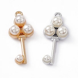 Pendentifs en alliage, avec des perles abs d'imitation de perles, porte-clés