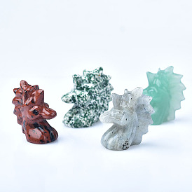 Natural Gemstone Carved Healing Unicorn Figurines, Reiki Stones Statues for Energy Balancing Meditation Therapy