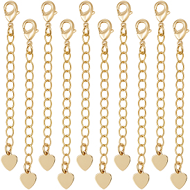 20шт. латунный удлинитель цепи, с застежками из клешней лобстера и крошечным сердечком, без кадмия, без никеля и без свинца