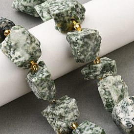 Необработанные грубые натуральные зеленые пятна яшмы бусины нити, самородки, с бисером