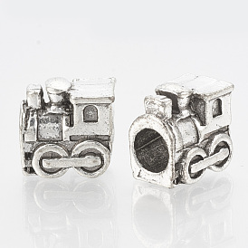 Alloy European Beads, Large Hole Beads, Train