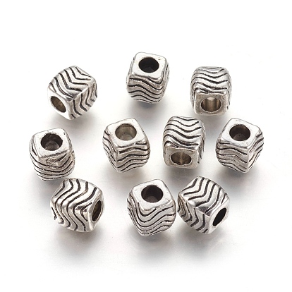 Tibetan Style Alloy European Beads, Large Hole Beads, Lead Free and Cadmium Free, Cube