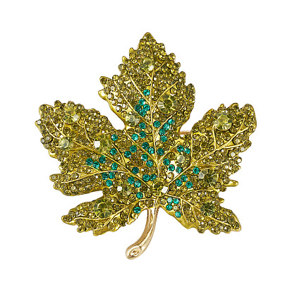 Осенний кленовый лист, брошь из светлого золотого сплава со стразами, булавки, для свитеров, пальто