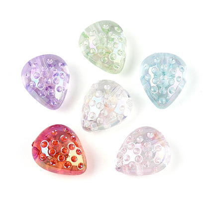 Уф-покрытие прозрачные акриловые бусины, радужный, половине просверлил, клубника