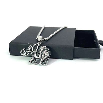 Винтажный кулон в виде слона из нержавеющей стали для женщин и мужчин