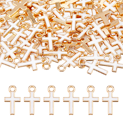 100 шт. Подвески из сплава эмали, крест очарование, золотые