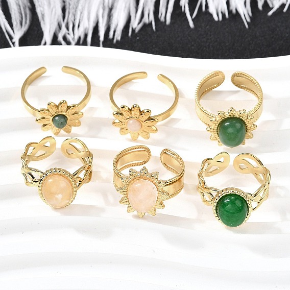 304 из нержавеющей стали Манжета кольца для женщин, cmолой, реальный 18 k позолоченный