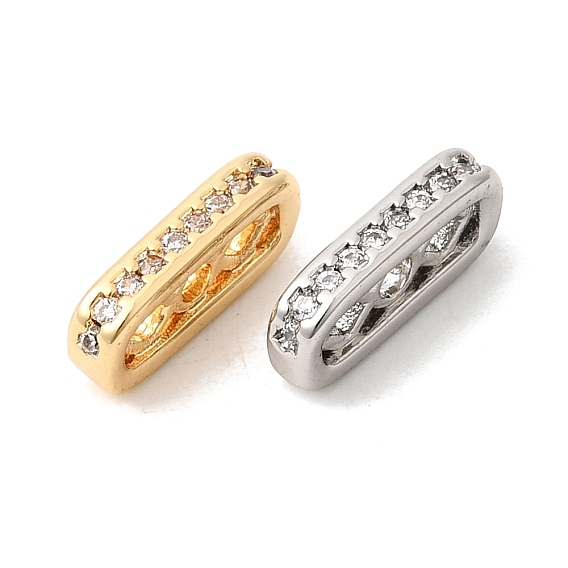 Латунные микропаве прозрачные кубические циркониевые распорки, 3-луночное, прямоугольные