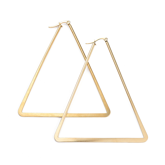 201 Stainless Steel Angular Hoop Earrings, with 304 Stainless Steel Pins, Flat Triangle