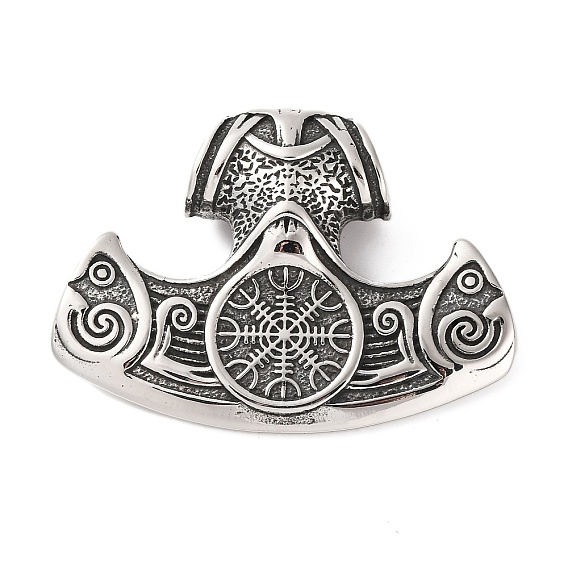 316 большие подвески из хирургической нержавеющей стали, молот Тора со шлемом трепета