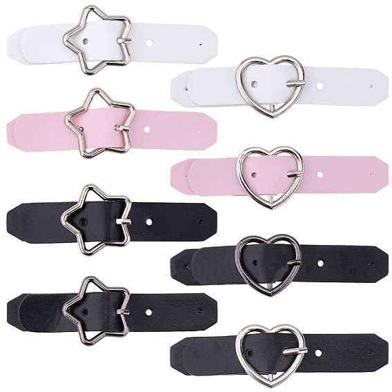 16 шт. 8 стили пряжки из искусственной кожи в форме звезды/сердца, с железными роликовыми пряжками, аксессуары для юбки
