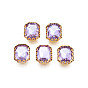 Sew on Rhinestone, Transparent Glass Rhinestones, with Iron Prong Settings, Faceted, Rectangle