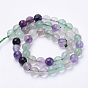 Natural Fluorite Beads Strands, Faceted, Round