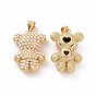 Brass Pendants, with ABS Imitation Pearl Beads, Bear
