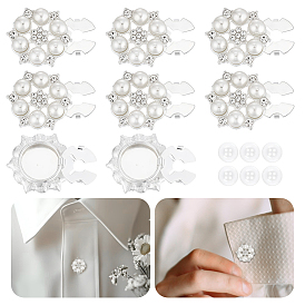 12 piezas 2 estilos de gemelos de latón con diamantes de imitación y flores, con aleación de zinc y resina, Botones de acrílico de la camisa