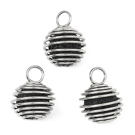 Подвески из натуральной лавовой породы в виде спиралевидной клетки из железа, круглые подвески в виде клеток для шариков