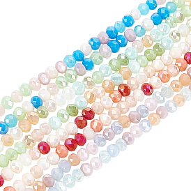 8 Strands 4 Style Glass Beads Strands, Faceted, AB Color Plated, Rondelle