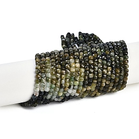 Бусы из натурального зеленого турмалина, граненые, кубические