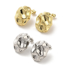 Honeycomb Rack Plating Brass Stud Earrings, Cadmium Free & Lead Free