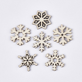 Christmas Theme Laser Cut Wood Shapes, Unfinished Wooden Embellishments, Wooden Cabochons, Snowflake
