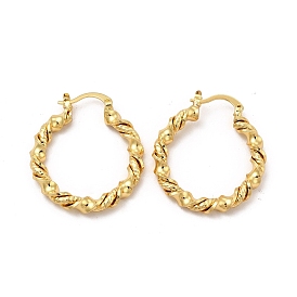 Rack Plating Brass Twist Ring Hoop Earrings for Women, Cadmium Free & Lead Free