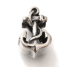 304 Stainless Steel European Beads, Large Hole Beads, Anchor