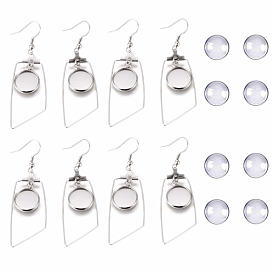 SUNNYCLUE DIY Earring Making, with Stainless Steel Dangle Earrings, Cabochon Settings, Glass Cabochons