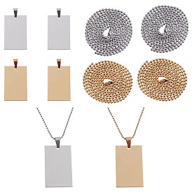 Unicraftale DIY 304 Stainless Steel Necklace Making Kits, Including Ball Chains & Stamping Blank Tag Pendants