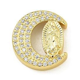 Rack Plating Brass Pave Cubic Zirconia Beads, Lead Free & Cadmium Free, Real 18K Gold Plated