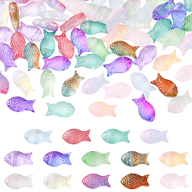 84шт 14 цвета прозрачные окрашенные распылением стеклянные бусины, рыба