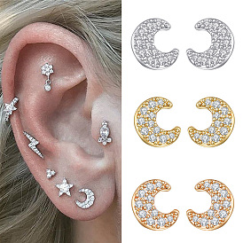 Stunning Zirconia Full Diamond Star Moon Earrings - Elegant European and American Jewelry