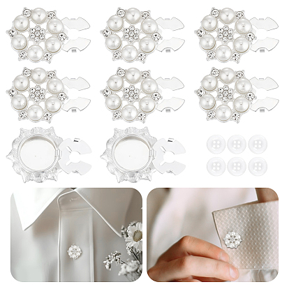12 piezas 2 estilos de gemelos de latón con diamantes de imitación y flores, con aleación de zinc y resina, Botones de acrílico de la camisa