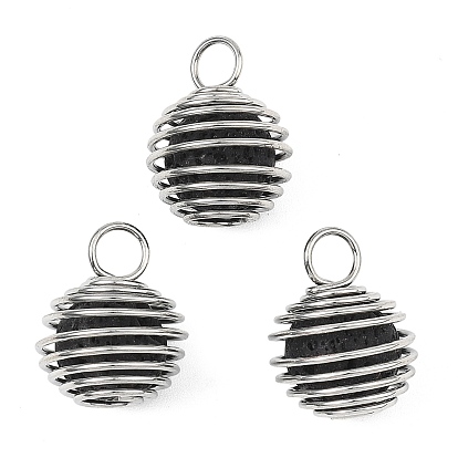 Подвески из натуральной лавовой породы в виде спиралевидной клетки из железа, круглые подвески в виде клеток для шариков