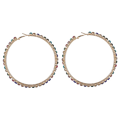 Sparkling Alloy Diamond Circle Earrings for Women - Fashionable and Retro Ear Accessories