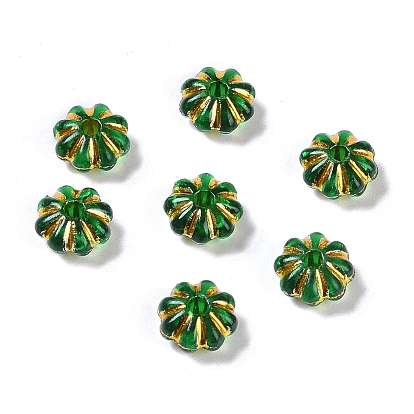 Acrylic Beads, Golden Metal Enlaced, Flower