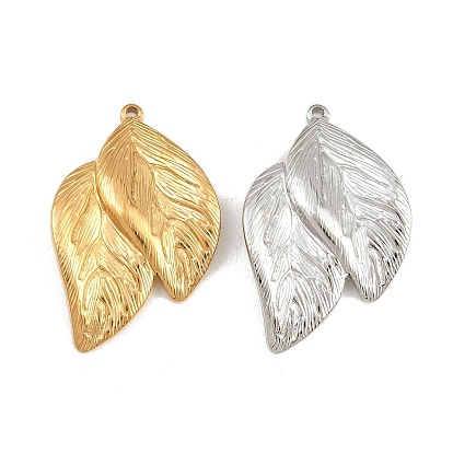 Pendentifs en acier inoxydable, charmes de feuilles