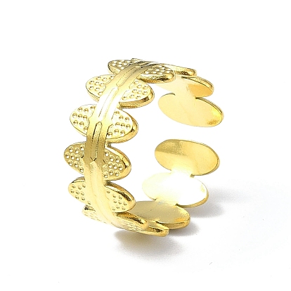 Ion Plating(IP) 304 Stainless Steel Star Open Cuff Ring, Textured Oval