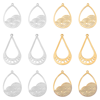 12 шт 3 стиль 201 подвески из нержавеющей стали, лазерная резка, слеза