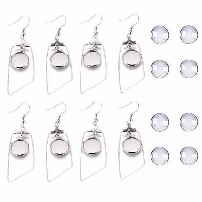 DIY Earring Making, with Stainless Steel Dangle Earrings, Cabochon Settings, Glass Cabochons